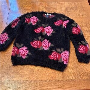 Cotton Emporium Black and Pink Floral Sweater
